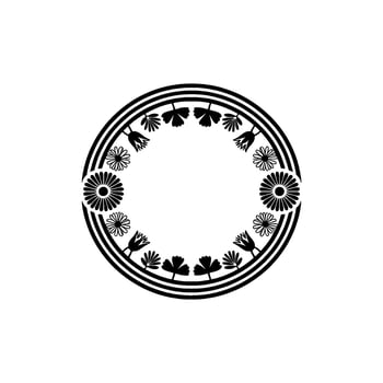Minimalist Floral Circle Black White, Invitation Border, Decorative Element vector