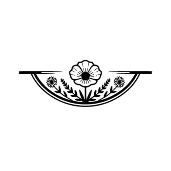 Elegant Floral Border - Black and White, Minimalist, Decorative Element vector
