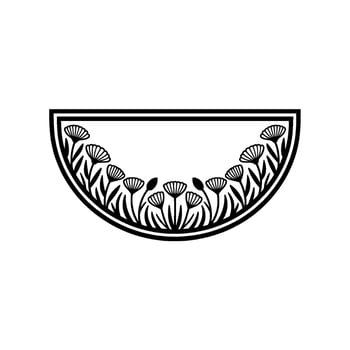 Floral Emblem - Black and White Semicircle Border vector