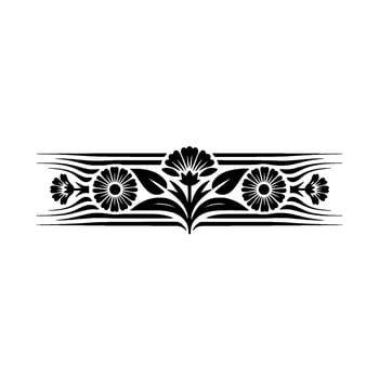 Black Floral Border Element on White Background, Illustration vector