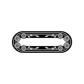 Floral Oval Frame in Black White, Vintage Style vector