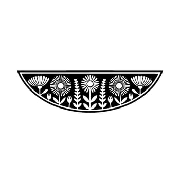 Black White Floral Border Minimalist Element vector