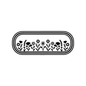 Minimalist Floral Border in Black on White, Modern Decorative vector