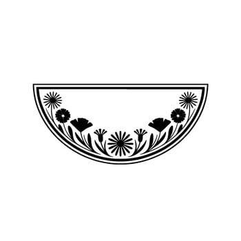 Floral Semicircle Frame Silhouette, Elegant Minimalist vector