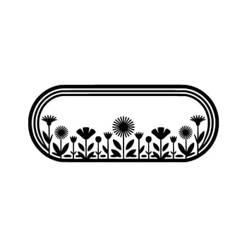 Minimalist Floral Border - Black and White, Illustration vector