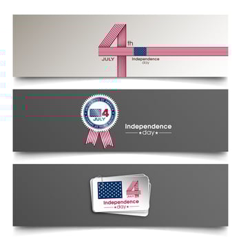 Four banners with the american flag and the words independence day vector