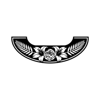 Floral Crest Silhouette Elegant Black White Element vector