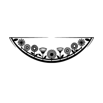 Floral Semi-Circle Border Minimalist Black White vector
