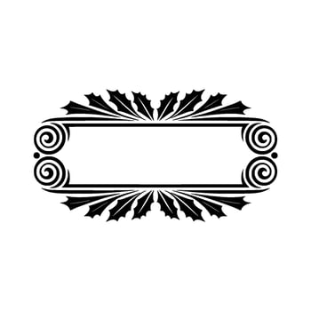 Elegant Black and White Scroll Frame with Holly Accents vector