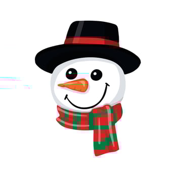 Snowman in a hat and striped scarf, illustration vector