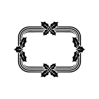 Elegant Black and White Holly Frame Border Illustration vector