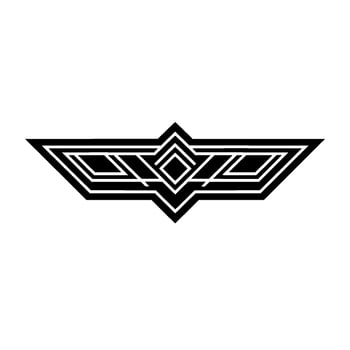 Art Deco Winged Emblem Geometric Black and White on White vector