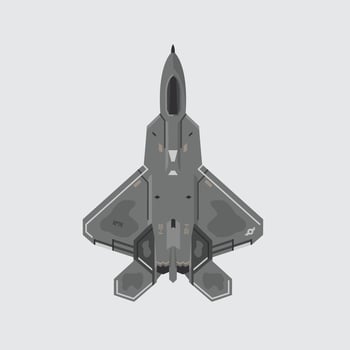 f-22 raptor, illustration of modern fighter aircraft military technology with details. isolated bomber for study and poster vector