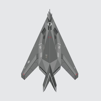 f-117 nighthawk, modern fighter aircraft military technology illustration with details. isolated bomber for study and poster vector