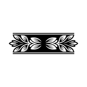 Elegant Black and White Floral Border Element on White vector