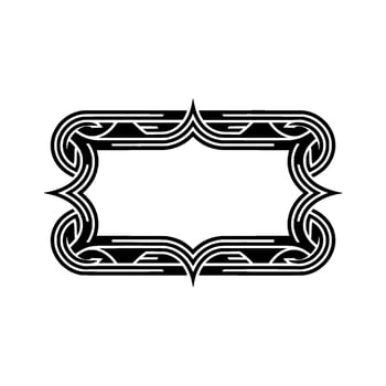 Ornate Art Deco Frame, Black White, Decorative Border vector