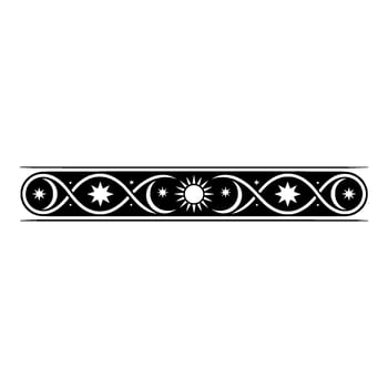 Celestial Ornament Sun, Moon, Stars Black and White vector