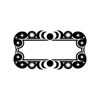 Celestial Frame with Stars and Moon Phases, Minimalist vector