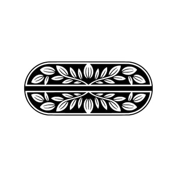 Elegant Botanical Oval Frame Black and White Decorative vector