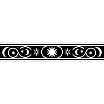 Celestial Border Sun, Moon, Stars Ornament on White vector