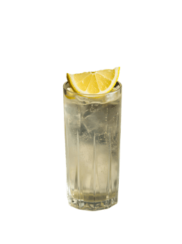 Pale Yellow Cocktail Lemon Garnish Ice Cubes Tall Glass png