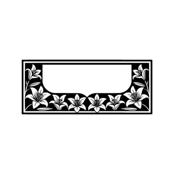 Elegant Lily Frame , Black and White Floral Border for Text vector