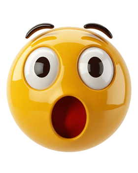 Yellow 3 D Emoticon with Wide Eyes and Open Mouth emoji png