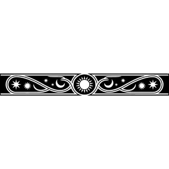 Celestial Border Ornament Sun, Stars, Moons in a Repeating Pattern vector