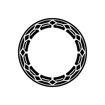 Geometric Black Circle Ornament on White Background vector