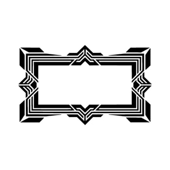 Art Deco Inspired Frame, Geometric, Black White, Minimalist vector