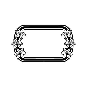 Elegant Floral Frame in Black and White Invitation, Greeting, Element vector