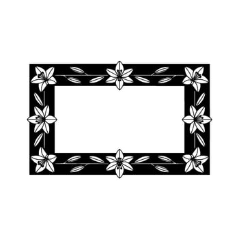 Elegant Floral Frame Black White Lily vector