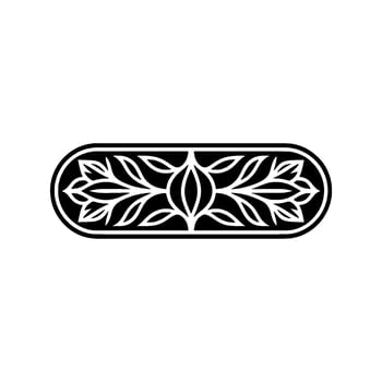 Minimalist Black White Floral Pattern Oval Frame vector