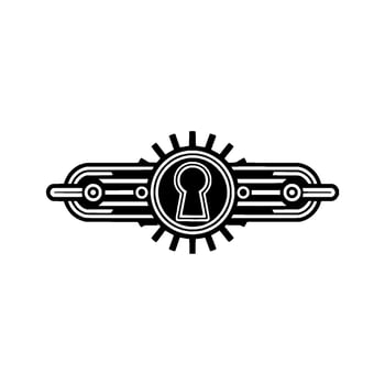 Art Deco Keyhole Emblem Black White Geometric vector