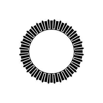 Geometric Black Sunburst Ring, Minimalist Abstract on White vector