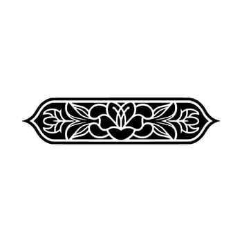 Elegant Floral Border Ornament in Black White on Gradient Background vector
