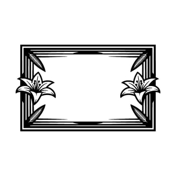 Elegant Black White Lily Frame vector