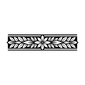 Elegant Floral Border in Black White Decorative Element - Monochrome vector