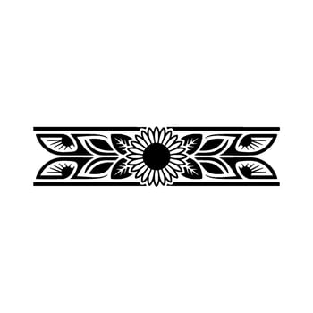 Elegant Floral Border Black Sunflower on White vector