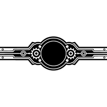 Minimalist Tech Emblem Black White Gear on White Background vector