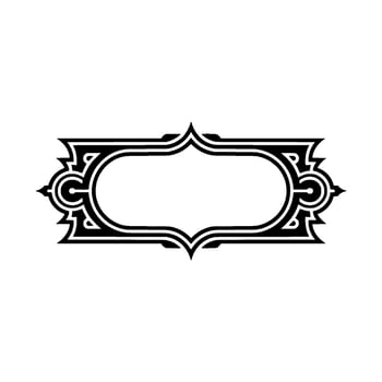 Elegant Black White Ornamental Label Frame, Isolated on White vector