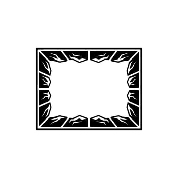 Minimalist Black Frame with Leaf-like Border on White Background vector