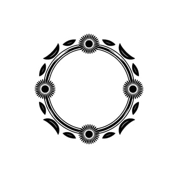 Elegant Floral Wreath Frame in Minimalist Black White vector