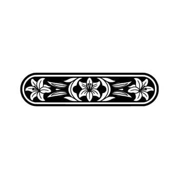 Elegant Lily Floral Ornament in Black and White, Border vector