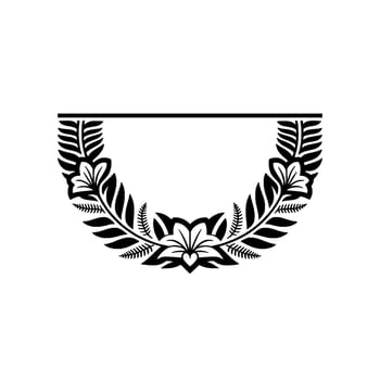 Elegant Floral Wreath Frame Illustration, Black and White vector