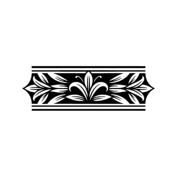Elegant Floral Border, Black and White Ornament, Decoration vector