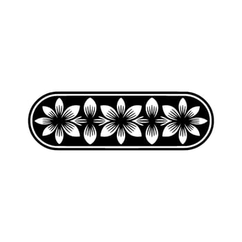 Floral Border Ornament in Black and White, Minimalist - Pattern vector