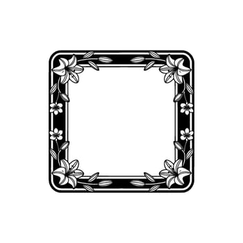 Elegant Floral Frame, Black and White, Blank Space vector