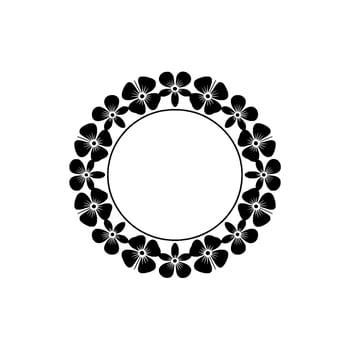 Minimalist Black Floral Wreath Circle Frame on White Background vector