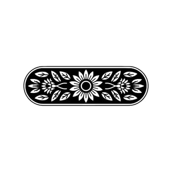 Elegant Floral Ornament in Black and White - Element vector